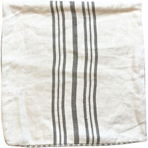 Pottery Barn Reversible Stripe 100% Linen Pillow Farmhouse Ivory Gray 20x20" NEW